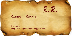 Ringer Radó névjegykártya